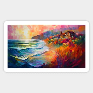 Floral dunes and the beach house Sticker